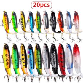 20-piece Set 13g 35g Surface Fishing Lure Set 20 Pop-up Lures With 3D Eyes ABS Plastic Hard Bait For Bass And Pike Fishing (Option: 20pcs)
