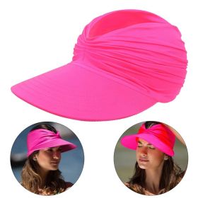Wide Brim Sun Protection Hat; Visor Hat; Breathable Empty Top Sun Hat; Scallop Cap For Beach Outdoor; Women's Hat & Caps (Color: Rose Red)
