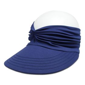 Wide Brim Sun Protection Hat; Visor Hat; Breathable Empty Top Sun Hat; Scallop Cap For Beach Outdoor; Women's Hat & Caps (Color: Navy Blue)