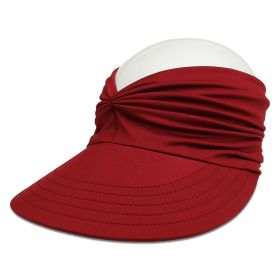 Wide Brim Sun Protection Hat; Visor Hat; Breathable Empty Top Sun Hat; Scallop Cap For Beach Outdoor; Women's Hat & Caps (Color: Red)