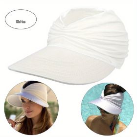 Wide Brim Sun Protection Hat; Visor Hat; Breathable Empty Top Sun Hat; Scallop Cap For Beach Outdoor; Women's Hat & Caps (Color: White)